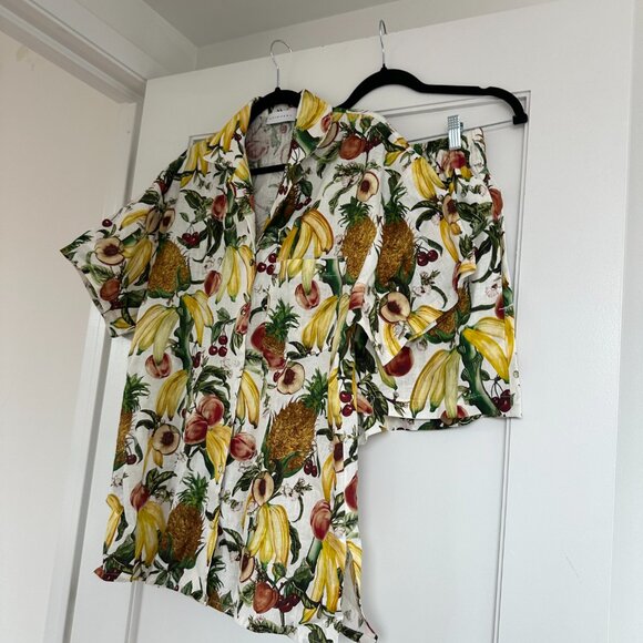 Ephemera Tropicana Siesta Coords Shirt And Shorts Set Fruit Printed Linen Sz 4 - Picture 7 of 13